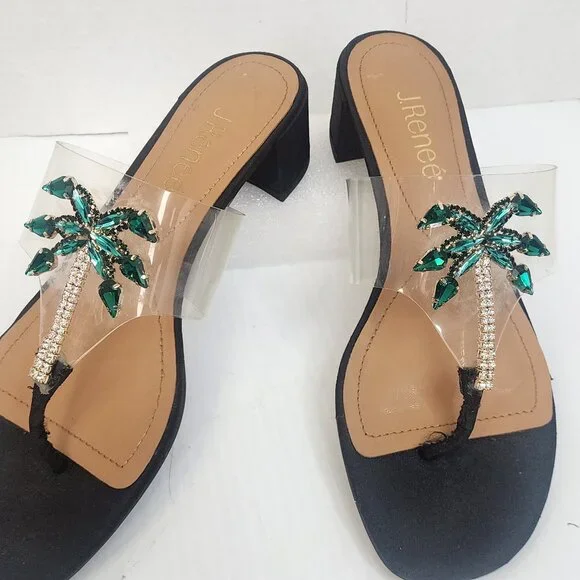 J. Renee Tarianna Clear Black Thong Sandal - Picture 2 of 10